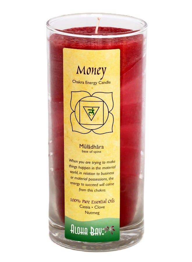 Aloha Bay Premium Scented Hand Made Chakra Energy Jar | 11 oz Jar Candle | Money, Muladhara| Yoga, Prayer & Meditation Candle | Long Burn |Essential Oils of Cassia, Clove & Nutmeg | Aloha Bay - Image 1